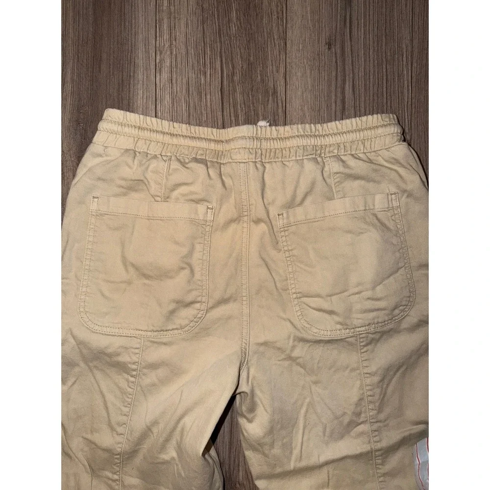 We The Free Free People Beige Cotton‎ Wide Leg Utility Pants Drawstring Large H1